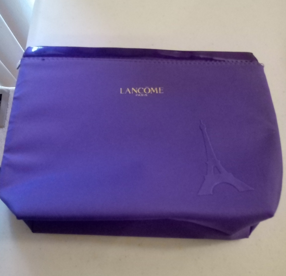Lancome Paris purple Eiffel Tower decor makeup bag